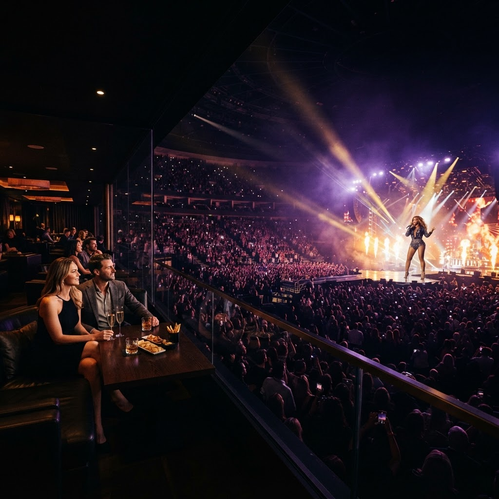 Concert crowd and stage lights